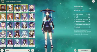 Conta genshin impact AR-22 Keqing,Ayaka,Hutao,Qiqi + Aloy