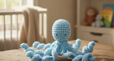 Amigurumi Polvo Azul Artesanal Presente Maternidade Oceano