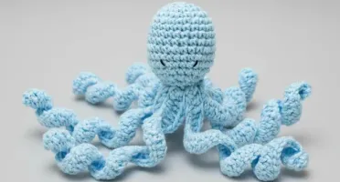 Amigurumi Polvo Azul Artesanal Presente Maternidade Oceano