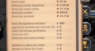Conta 100M de fama, cursed, craft, coleta, refino.