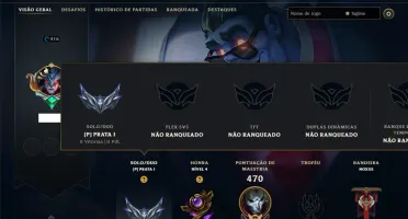 Prata 1 com 110 Champs e 95 Skins ( ADC / TOP / MID )