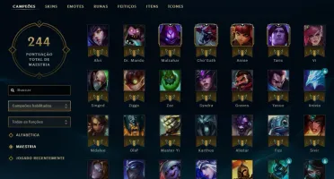 Conta Ouro 2 100 campeões e 99 skins