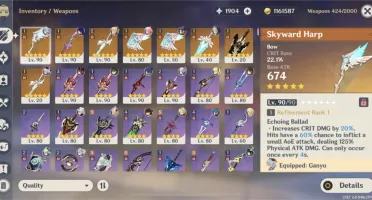 GENSHIN IMPACT END GAME - 22 ÍTENS T5 (14 Pers., 8 Armas)