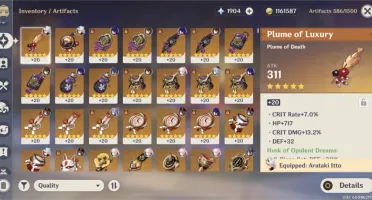 GENSHIN IMPACT END GAME - 22 ÍTENS T5 (14 Pers., 8 Armas)