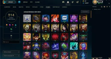 Conta League of Legends - Ouro 3 - 244 skins - Honra 5