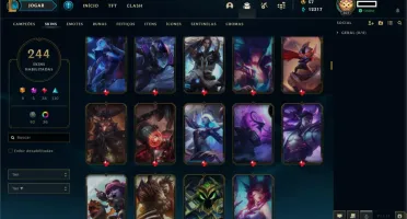 Conta League of Legends - Ouro 3 - 244 skins - Honra 5