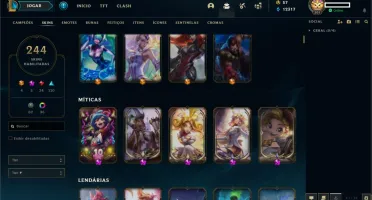Conta League of Legends - Ouro 3 - 244 skins - Honra 5