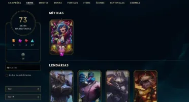 conta gold 3 com 73 skins e varios icones e emotes