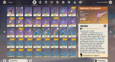 Conta Genshin Ar 60 28* 5 Estrelas E 12* Amas T5 Raiden C3