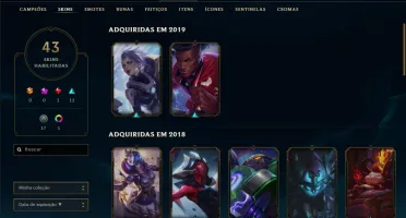 CONTA PRATA 1, 43 SKINS, 105 CHAMPS!