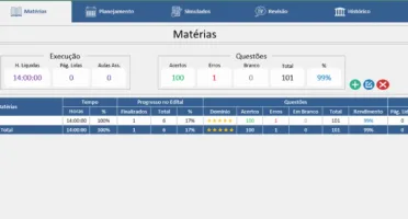 Planilha controle de estudos para Provas / Concurso