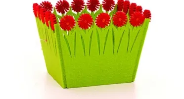 Cachepot de Feltro Quadrado P com Flores - Cores