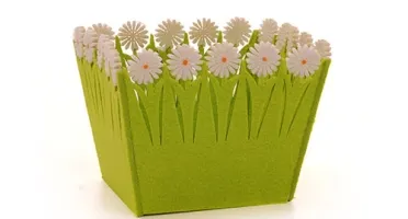 Cachepot de Feltro Quadrado P com Flores - Cores
