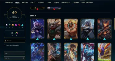 Platina 4 com 70 Champs e 49 Skins +1 Prestigio da LB