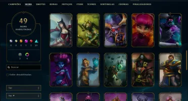 Platina 4 com 70 Champs e 49 Skins +1 Prestigio da LB