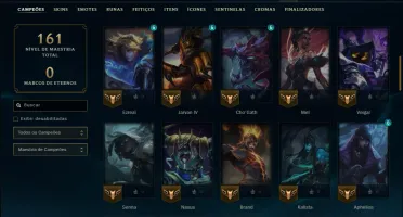 Platina 4 com 70 Champs e 49 Skins +1 Prestigio da LB