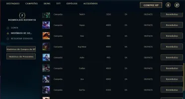 Conta bronze 2 BARATA com 2 skins e 22 champs