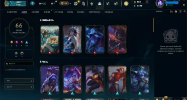 Conta League of Legends Nv.186 com 66 Skins e 119 Campeões