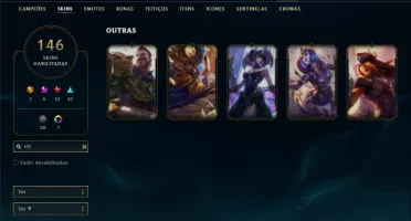 Conta unranked com TODOS os champs e 146 Skins + 2 Prestigio