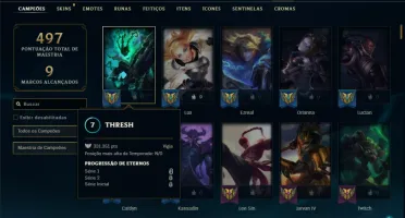 Conta unranked com TODOS os champs e 146 Skins + 2 Prestigio