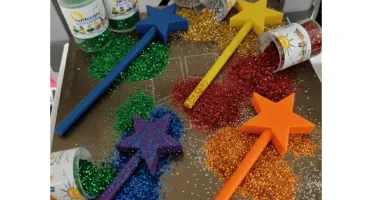 Varinha Estrela 3D 30cm com Purpurina