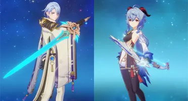 Ganyu + Amus, Ayato + Espada Celestial, Mona + Atlas, Keqing