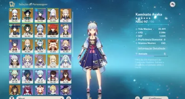 Conta Genshin AR 57 14 Personagens 5*. 7 Armas 5*