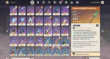 Conta Genshin AR 57 14 Personagens 5*. 7 Armas 5*