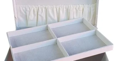 Porta Joias Grande em Suede Off White