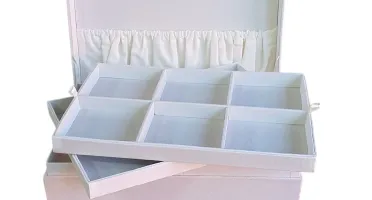 Porta Joias Grande em Suede Off White