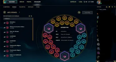 Conta Prata II com 82 skin 93 Champions e 9 páginas de runas