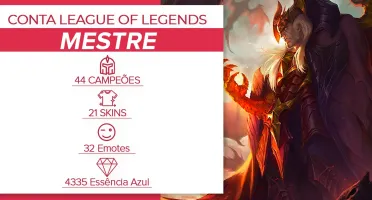CONTA LEAGUE OF LEGENDS MESTRE 290 PDL • 44 CAMPEÕES