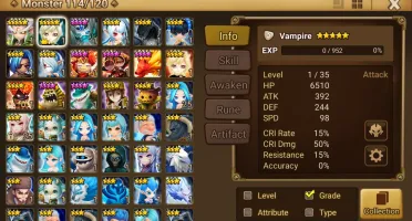 Reroll Summoners War lvl10 com Vampiro Light - Julianne