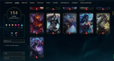 Unranked com TODOS os Champs e 154 Skins ( MID / JG / ADC )