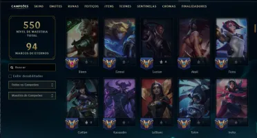 Unranked com TODOS os Champs e 154 Skins ( MID / JG / ADC )
