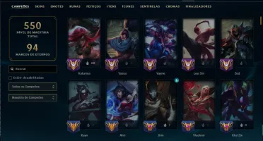 Unranked com TODOS os Champs e 154 Skins ( MID / JG / ADC )