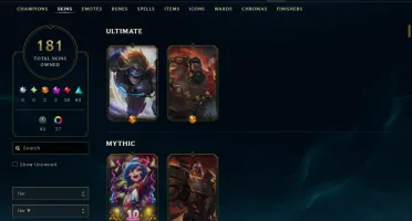 Conta Lol 181 Skins|Todos Os Bonecos|Full Acesso