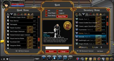 AQW Conta com muitas classes raras e varios hard farms