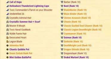 AQW Conta com muitas classes raras e varios hard farms