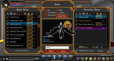 AQW Conta com muitas classes raras e varios hard farms