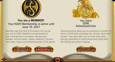 AQW Conta com muitas classes raras e varios hard farms