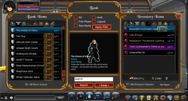 AQW Conta com muitas classes raras e varios hard farms
