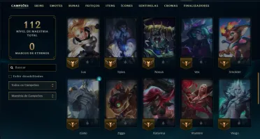 Ouro 4 com 50 Champs e 7 Skins