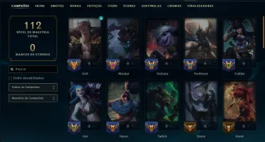 Ouro 4 com 50 Champs e 7 Skins