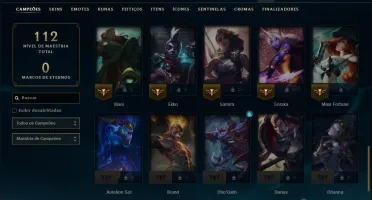 Ouro 4 com 50 Champs e 7 Skins