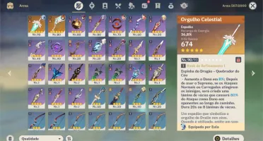 Conta genshin 4 personagens 5 e 2 armas 5
