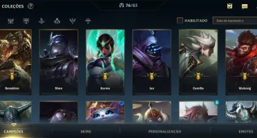Conta wild rift com 65 skins e passe ativo.