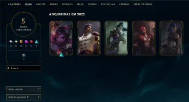 Ouro 2 com 40 Champs e 5 Skins