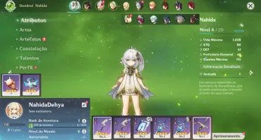 Conta Genshin Impact AR 7 com Nahida e Dehya ⭐