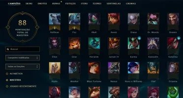 Conta League of Legends 88 champs / 30 skins / 14K DE EA